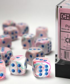 Festive Pop Art/blue 16mm d6 Dice Block (12 dice)
