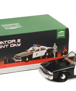 1987 Chevrolet Caprice Metropolitan Police Black and White with T-1000 Liquid Metal Android Diecast Figure