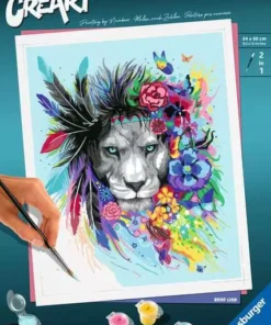 CreArt - Boho Lion - Paint by Numbers Kit for Adults