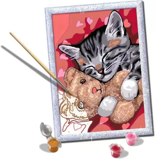 CreArt - Peaceful Kitten w/Glitter - Paint by numbers for kids 9 years up - Image 3