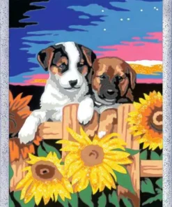 CreArt: Sunset Paw-fection w /Glitter - Paint by numbers for kids 9 years up
