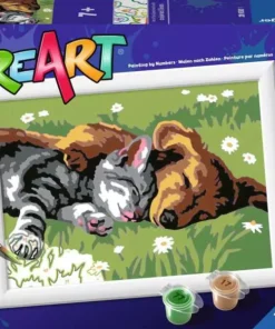 CreArt - Sleeping Cat and Dog - Paint by numbers for kids 7 years up