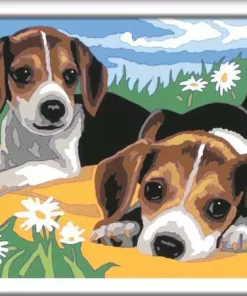 Creart - Jack Russel Puppies - Paint by numbers for kids 7 years up