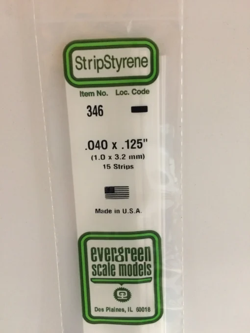 346 - .040" X .125" X 24" OPAQUE WHITE POLYSTYRENE STRIP