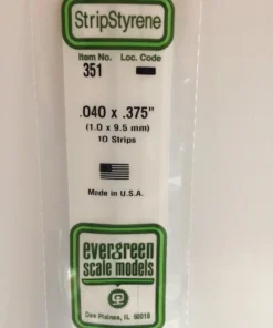 351 - .040" X .375" X 24" OPAQUE WHITE POLYSTYRENE STRIP