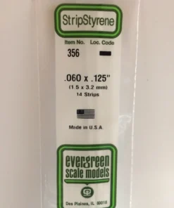 356 - .060" X .125" X 24" OPAQUE WHITE POLYSTYRENE STRIP