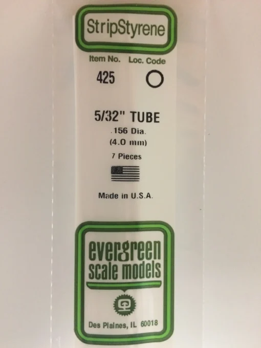425 - .156" (4.0mm) OD x 24" (60cm) OPAQUE WHITE POLYSTYRENE TUBING