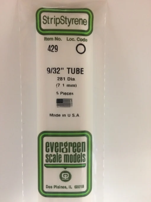 429 - .281" (7.1mm) OD x 24" (60cm) OPAQUE WHITE POLYSTYRENE TUBING