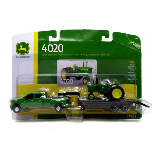 1:64 JOHN DEERE 4020 TRACTOR WITH FORD F350 DEALERSHIP TRUCK AND TRAILER - Image 2