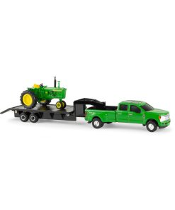 1:64 JOHN DEERE 4020 TRACTOR WITH FORD F350 DEALERSHIP TRUCK AND TRAILER
