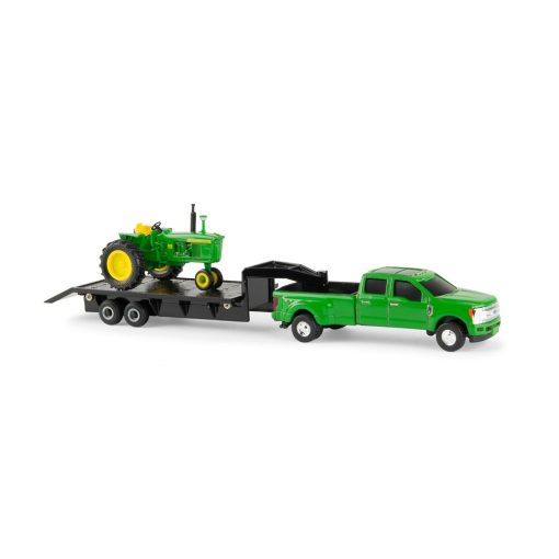 1:64 JOHN DEERE 4020 TRACTOR WITH FORD F350 DEALERSHIP TRUCK AND TRAILER
