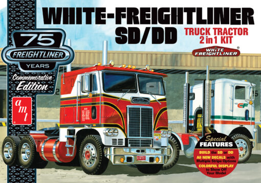 1/25 - White-FreightLiner  2in1 SD/DD Cabover - AMT