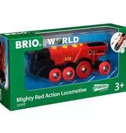 BRIO World - 33592 Mighty Red Action Locomotive | Battery-operated toy train with light and sound effects for children age 3 and up