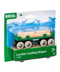 BRIO World Lumber Loading Wagon for Kids age 3 years and up. Compatible with all BRIO train sets