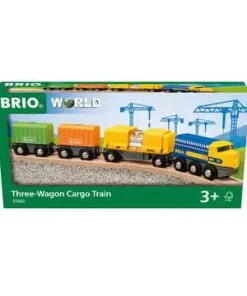 BRIO World Three Wagon Cargo Train for Kids age 3 years and up. Compatible with all BRIO train sets