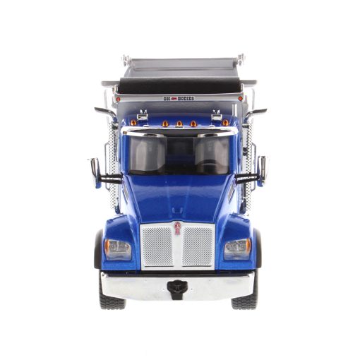 Kenworth T880S SFFA Tandem Axle with Pusher Axle Ox Stampede Dump Truck Blue and Chrome - Image 9