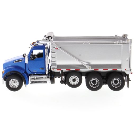 Kenworth T880S SFFA Tandem Axle with Pusher Axle Ox Stampede Dump Truck Blue and Chrome - Image 7