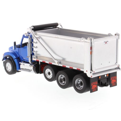 Kenworth T880S SFFA Tandem Axle with Pusher Axle Ox Stampede Dump Truck Blue and Chrome - Image 6