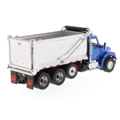 Kenworth T880S SFFA Tandem Axle with Pusher Axle Ox Stampede Dump Truck Blue and Chrome - Image 4