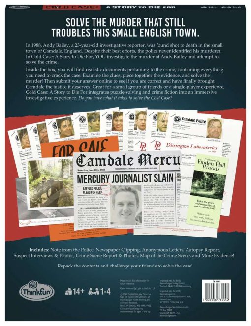 Think Fun Cold Case: A Story to Die for– A Murder Mystery Game in A Box for Ages 14 and up - Image 2