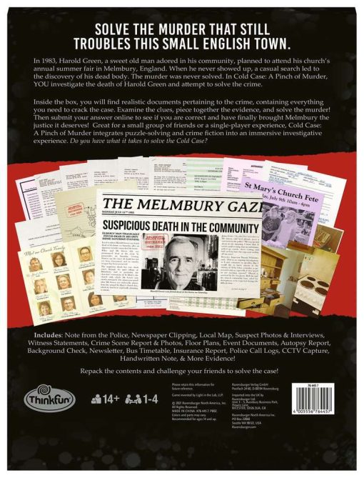 Think Fun Cold Case: A Pinch of Murder – A Murder Mystery Game in A Box for Ages 14 and up - Image 2