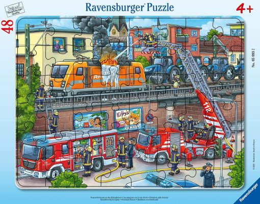 Children Frame Puzzle Fire Brigade use on the Train Tracks 48pc