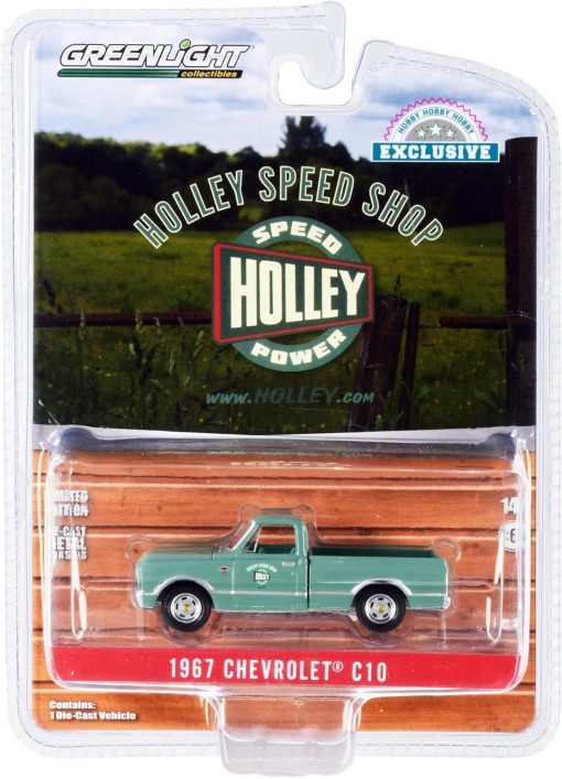1967 Chevrolet C10 Short Bed Pickup Truck Light Green with Green Interior speed Shop Hobby Exclusive 1/64 by Greenlight