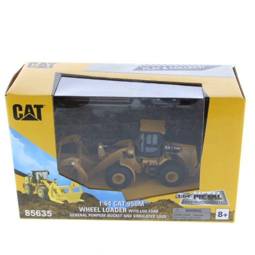 1:64 Cat® 950M Wheel Loader Long Fork & Bucket (2 Logs Included), Metal Construction Series - Image 7