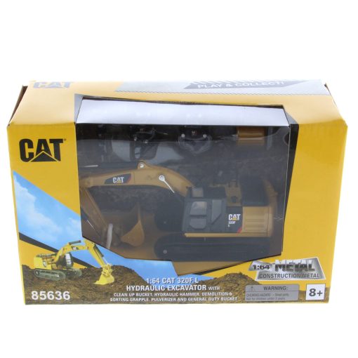 1:64 Cat® 320F L Hydraulic Excavator With 5 New Work Tools, Metal Construction Series - Image 4