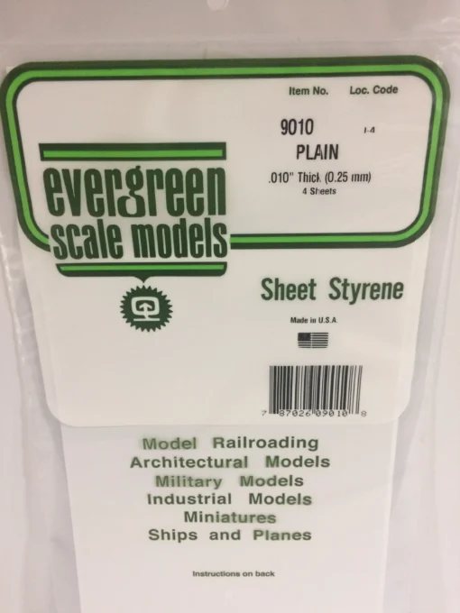 9010 - .010" (.25mm) PLAIN OPAQUE WHITE POLYSTYRENE SHEET
