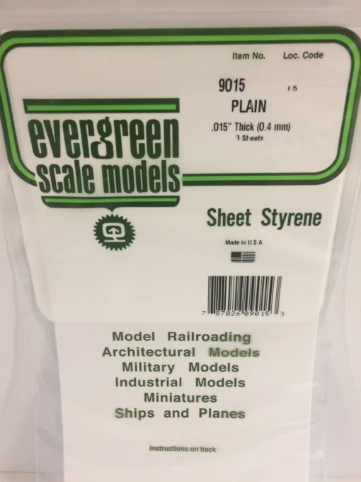 9015 - .015" (.38mm) PLAIN OPAQUE WHITE POLYSTYRENE SHEET