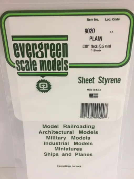9020 - .020" (.50mm) PLAIN OPAQUE WHITE POLYSTYRENE SHEET