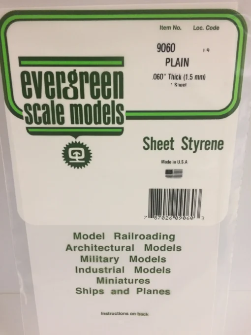 9060 - .060" (1.5mm) PLAIN OPAQUE WHITE POLYSTYRENE SHEET