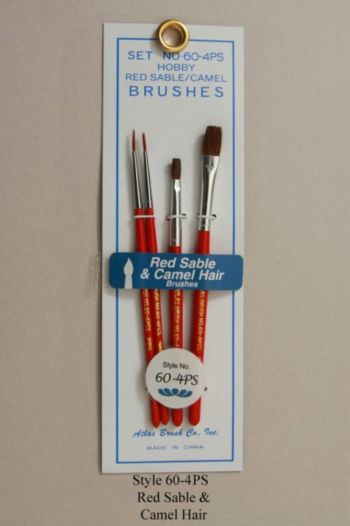 60-4PS Red Sable 4pc Flat/Round Brush