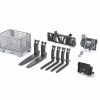 Box-type pallet, winch and forks for frontloader