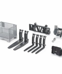Box-type pallet, winch and forks for frontloader
