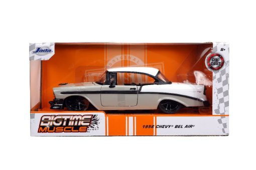 Jada 1/24 "BIGTIME Muscle" 1956 Chevy Bel Air - Grey/White - Image 2