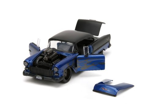 Jada 1/24 "BIGTIME Muscle" 1955 Chevy Bel Air - Metallic Blue Primer/Black - Image 3