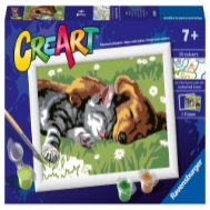 Ravensburger Creart Sleeping Cat & Dog Paint by Numbers Kit for Kids