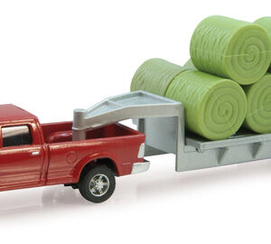 Case IH 1:64 Scale Dodge Pickup with Trailer & Bales