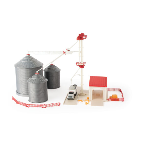 ERTL 1:64 Scale Grain Feed Playset with Toy Truck, Buildings and Farm Toy Accessories