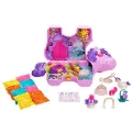 Polly Pocket Unicorn Party Large Compact Playset with Micro Polly & Lila Dolls, 25+ Surprises to Discover & Fun Princess Party Play Areas: Bouncy House, Castle, Swings