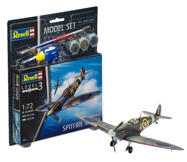 Supermarine Spitfire Revell Model Plane Set Including Glue Paint & Brush 1:72