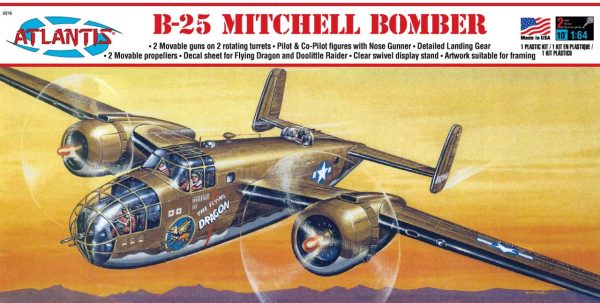 Atlantis Model 1:64 Scale B-25 Flying Dragon Plane with Swivel Stand