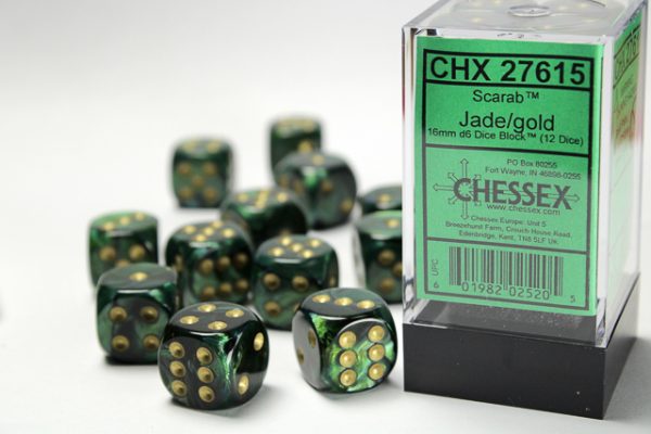 Chessex Scarab 16mm D6 Dice Set of 12