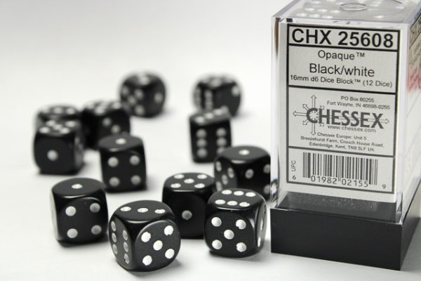 Chessex Opaque 16mm d6 Dice Set of 12
