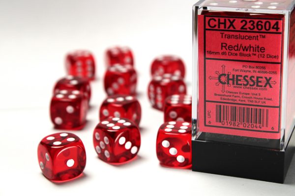 Chessex Translucent 16mm d6 Dice Set of 12