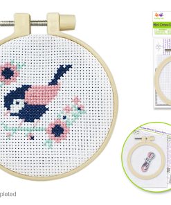 DIY Mini Cross-Stitch Kit - Pink Chickadee