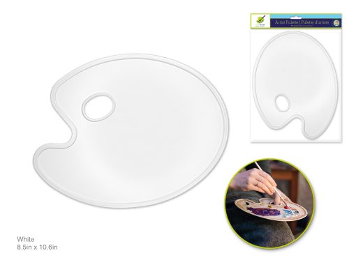 Color Factory Paint Palette: 8.5"x10.6" Duraplast Flat Oval w/Thumbhole - White
