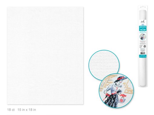 Needlecrafters: 18ct Aida Cloth 15"x18" Cross Stitch Fabric - White